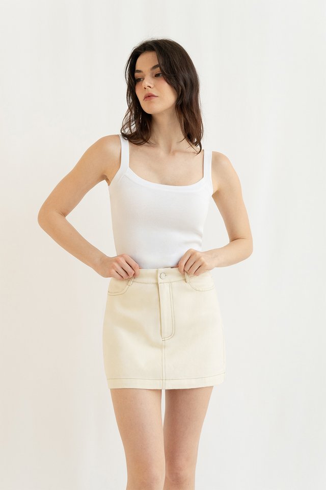 AMANDA KNIT CAMISOLE (PADDED) TOP WHITE