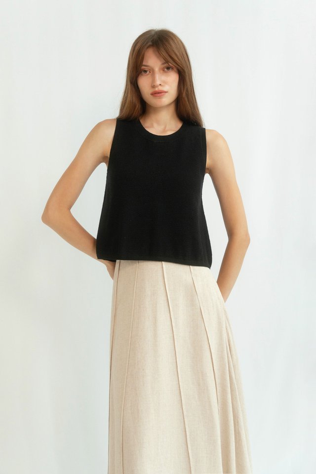 AVERY TEXTURED TANK TOP BLACK
