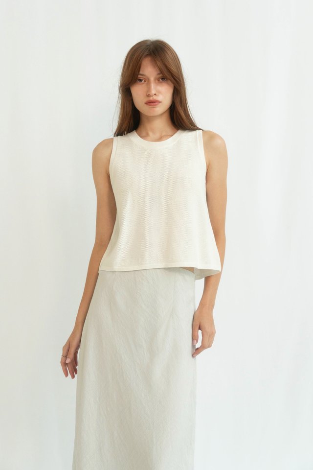 AVERY TEXTURED TANK TOP WHITE