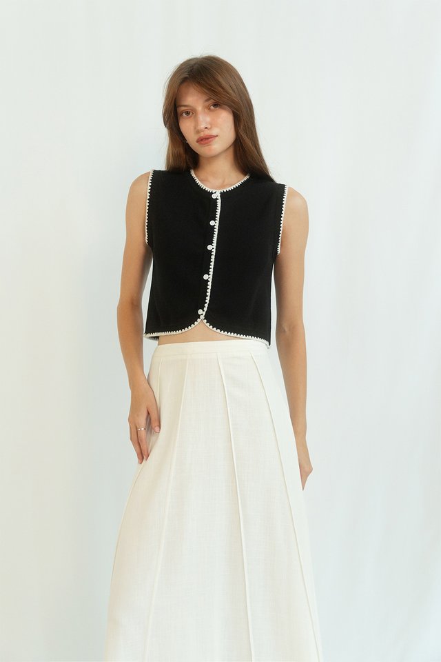 BEVERLY CONTRAST KNIT VEST BLACK