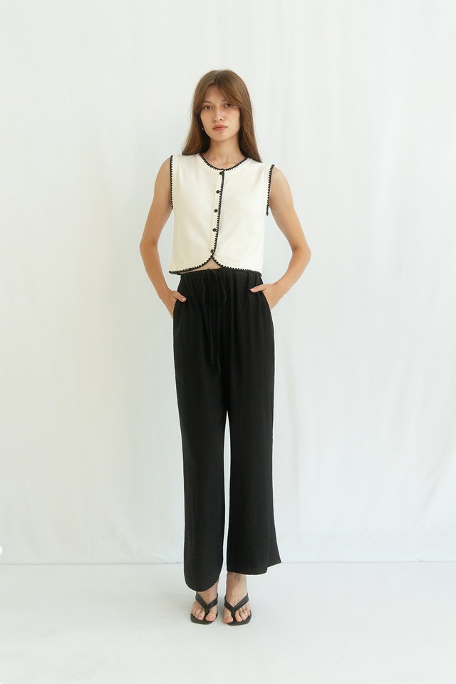 BEVERLY CONTRAST KNIT VEST WHITE