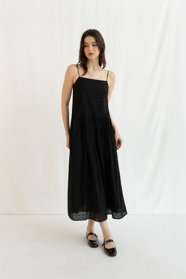 CARISSA EYELET DRESS BLACK