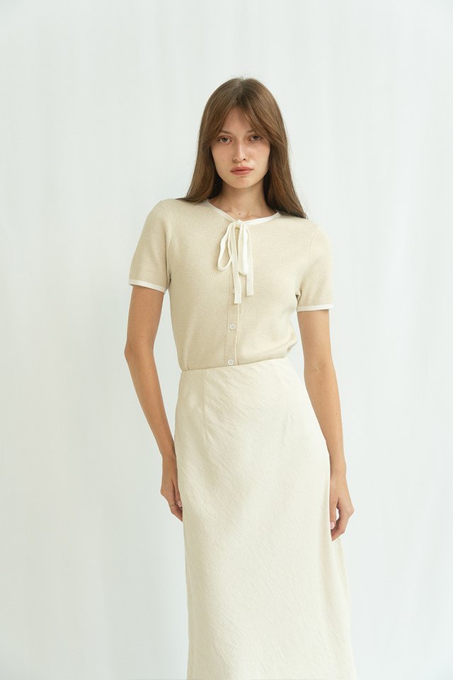 DELLE BOW KNIT TOP COCONUT