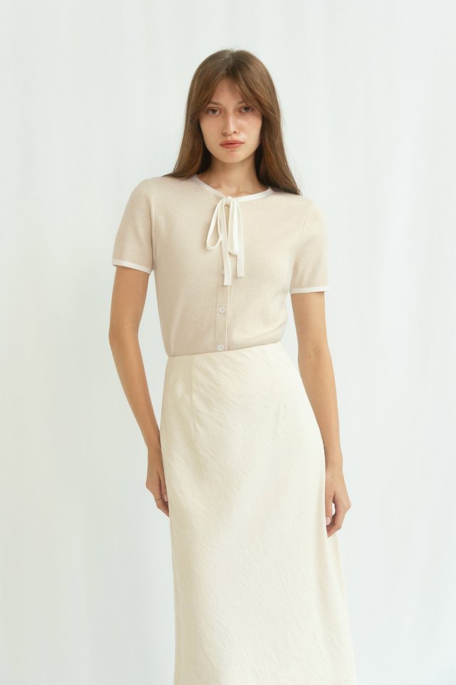 DELLE BOW KNIT TOP COCONUT