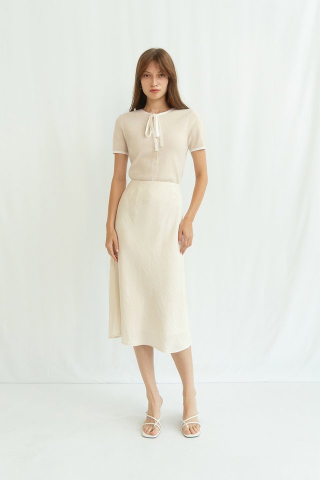 DELLE BOW KNIT TOP COCONUT