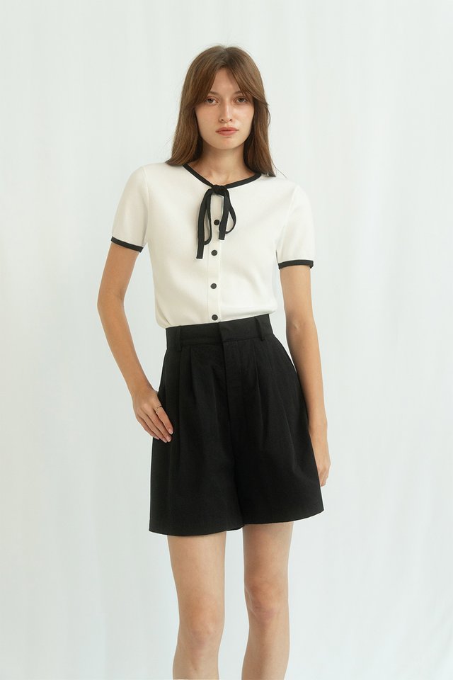 DELLE BOW KNIT TOP WHITE