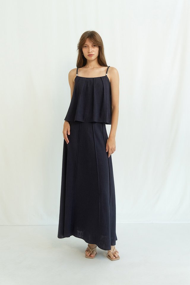 IVANA PANEL LINEN SKIRT MIDNIGHT