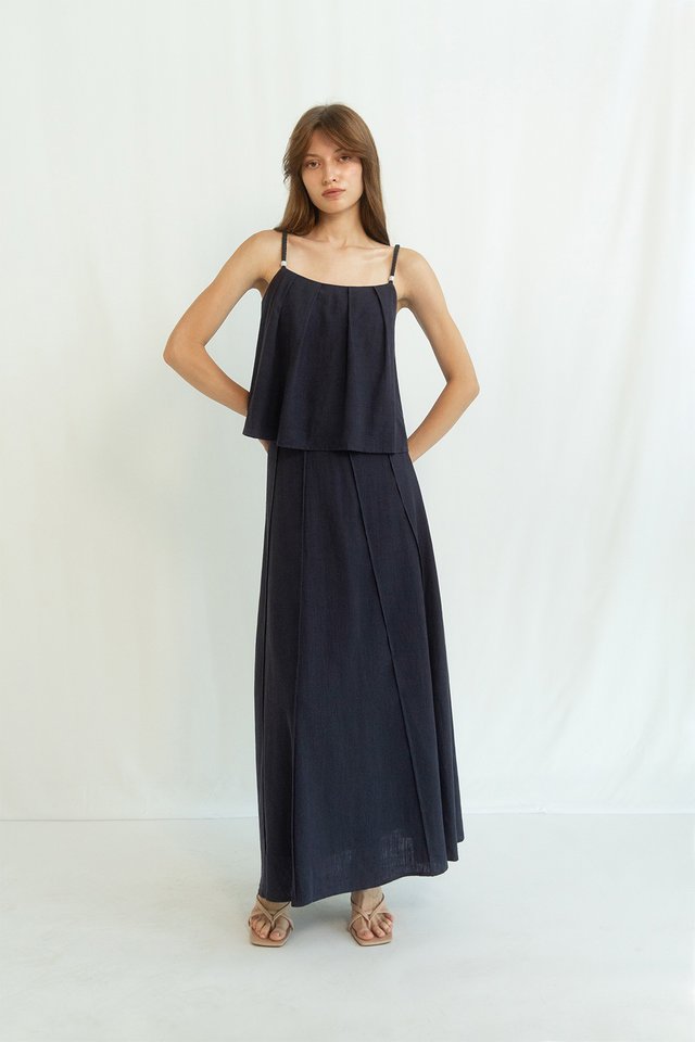 IVANA PANEL LINEN SKIRT MIDNIGHT