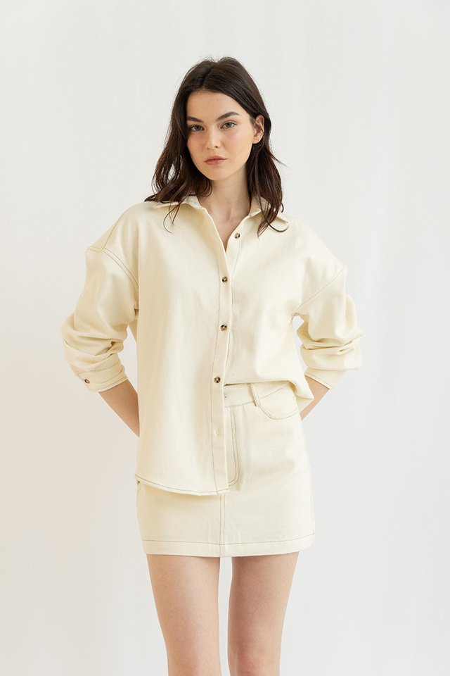 LUCIEN CONTRAST DENIM SHIRT ECRU