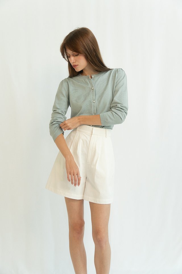 MAUDE PEARL BUTTON CARDIGAN OCEAN