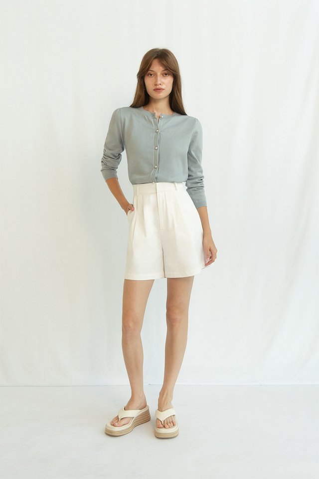 MAUDE PEARL BUTTON CARDIGAN OCEAN