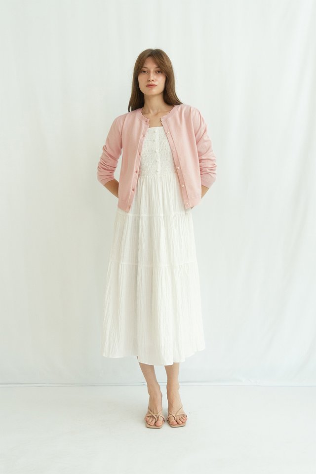 MAUDE PEARL BUTTON CARDIGAN SWEETPEA PINK