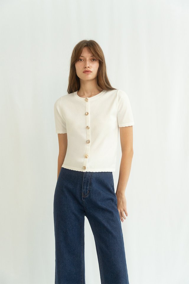 MAVEN SCALLOP KNIT TOP WHITE