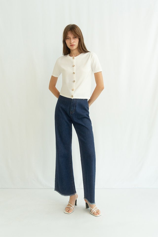 MAVEN SCALLOP KNIT TOP WHITE