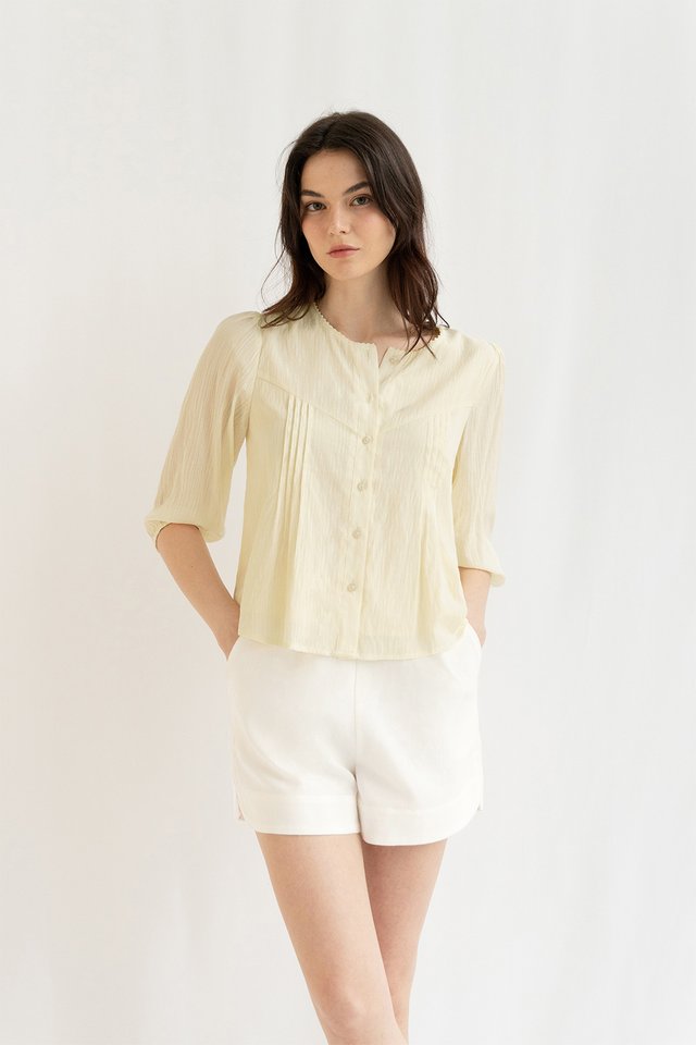 MELANIE PLEAT BLOUSON TOP CREAM