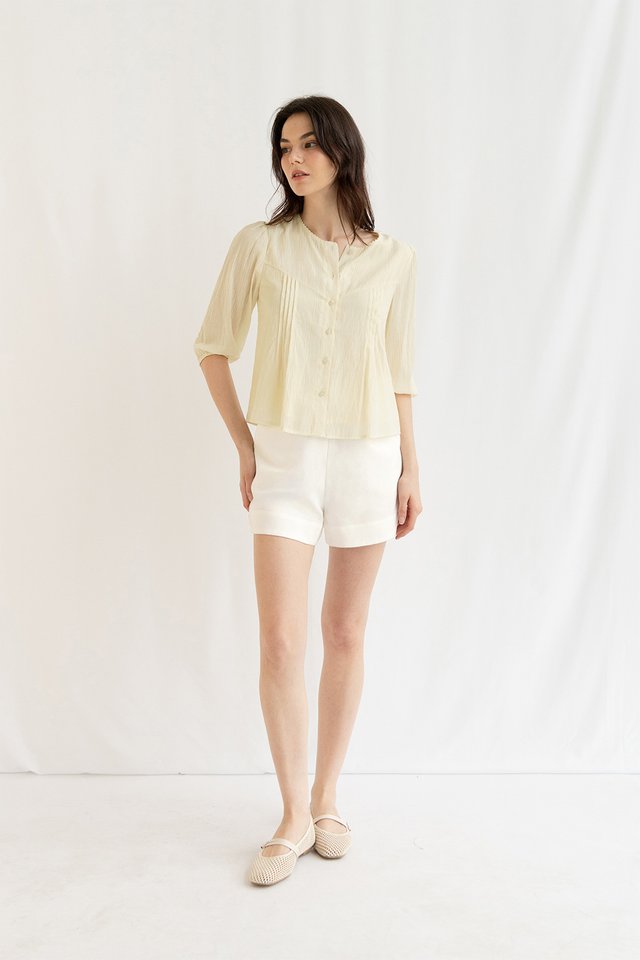 MELANIE PLEAT BLOUSON TOP CREAM