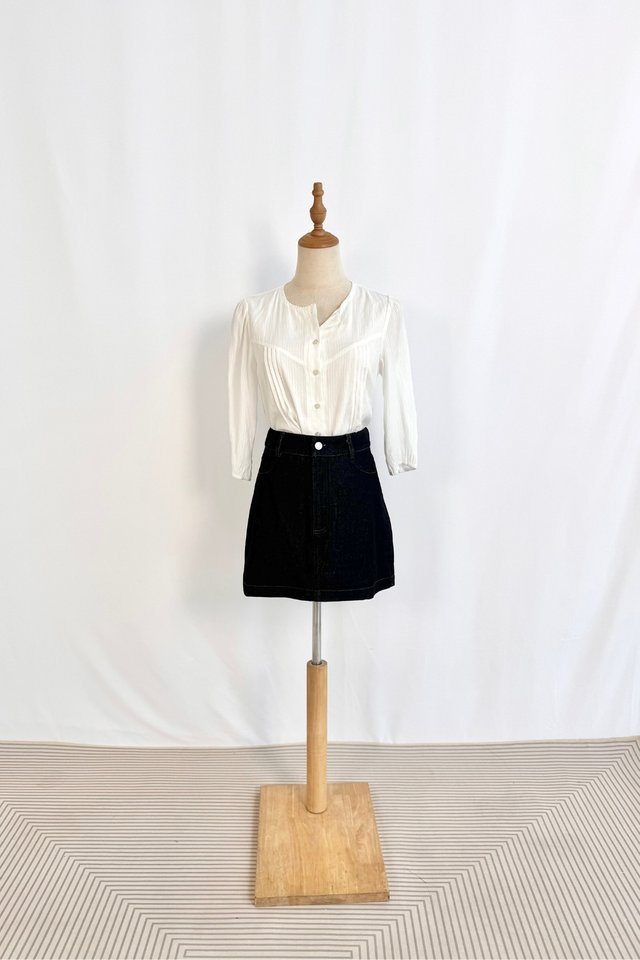 MELANIE PLEAT BLOUSON TOP WHITE