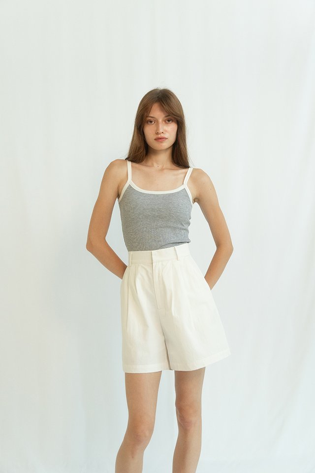 MIRA CONTRAST TRIM CAMISOLE TOP (PADDED) HEATHER