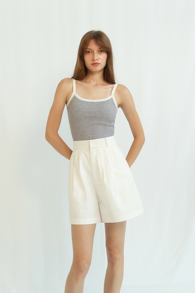 MIRA CONTRAST TRIM CAMISOLE TOP (PADDED) HEATHER