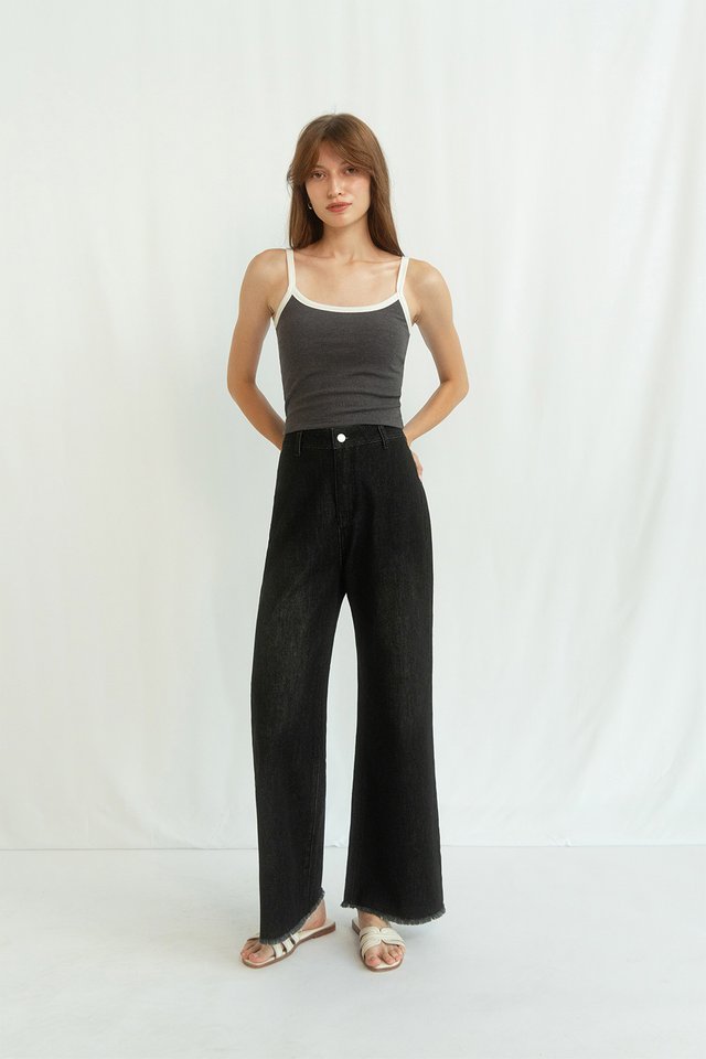 MIRA CONTRAST TRIM CAMISOLE TOP (PADDED) SLATE