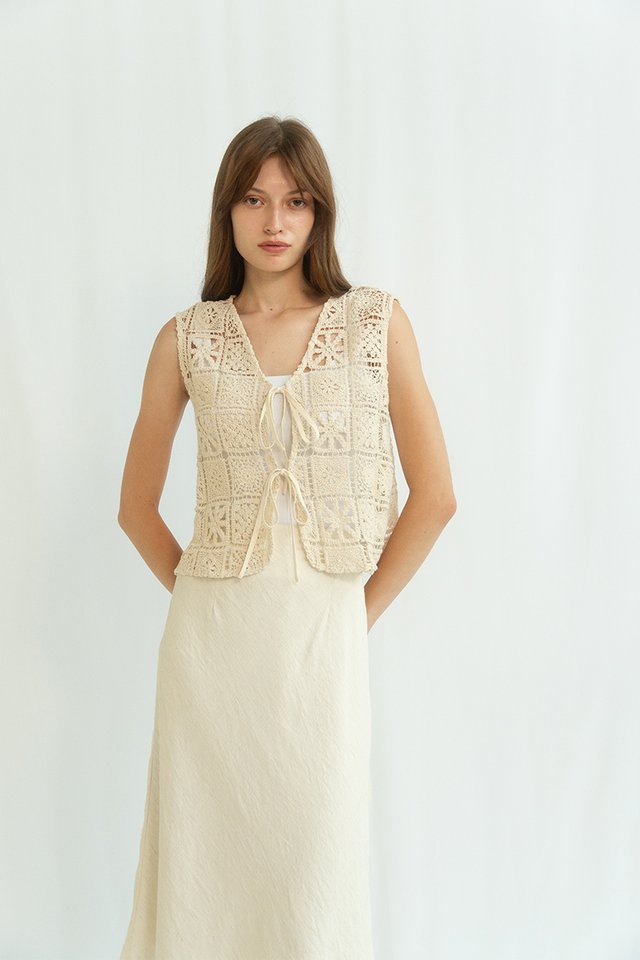 MONA CROCHET VEST NATURAL