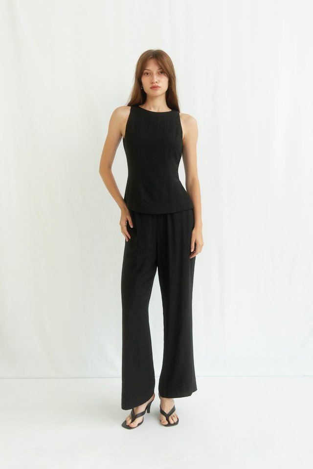 SHERLYN LINEN TOP BLACK