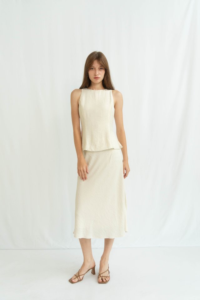 SHONA LINEN SLIP SKIRT BIRCH