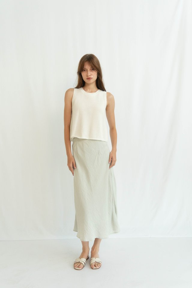 SHONA LINEN SLIP SKIRT DOVE