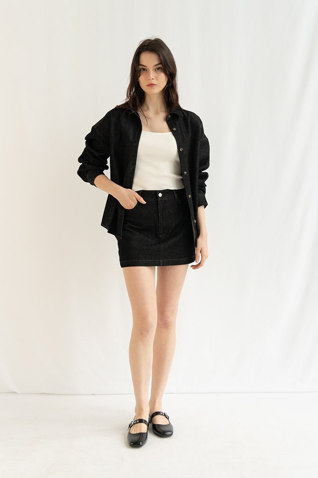 VALERY CONTRAST DENIM SKORT BLACK
