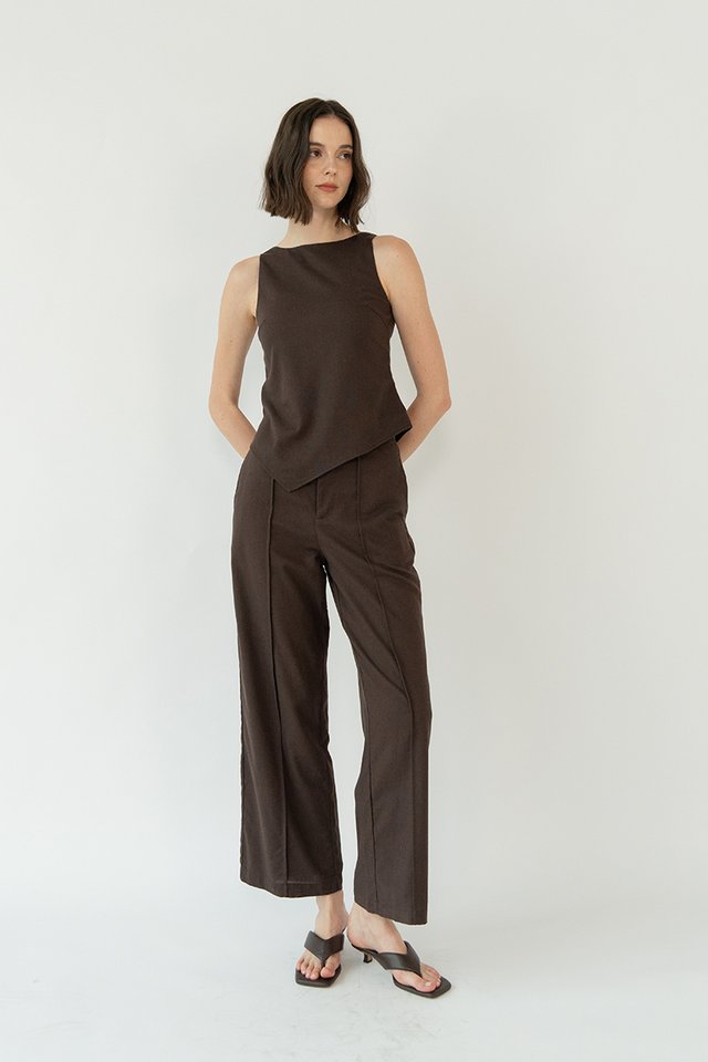 AKIRA LINEN WIDE LEG PANTS WOOD