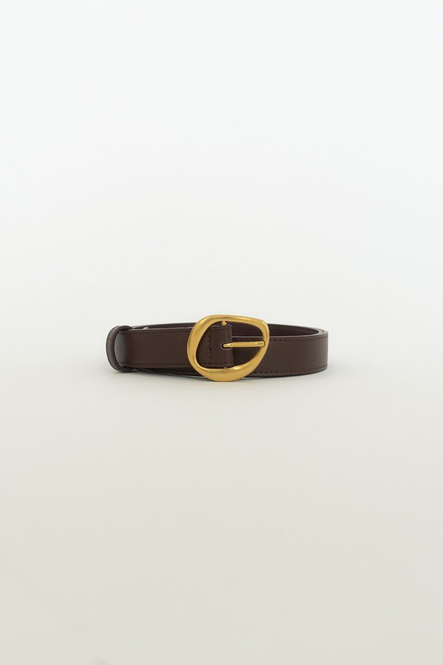GOLD BUCKLE BELT BROWN