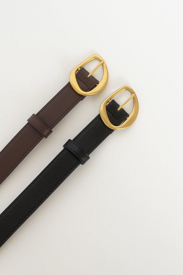 GOLD BUCKLE BELT BROWN