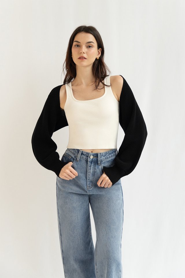 BIANCA KNIT BOLERO TOP BLACK