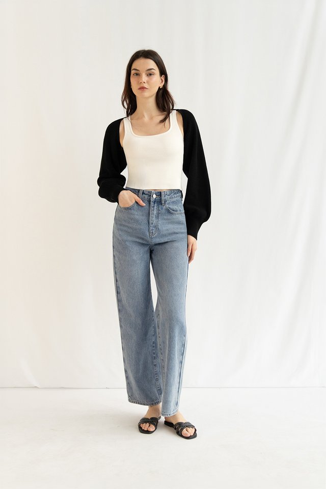 BIANCA KNIT BOLERO TOP BLACK