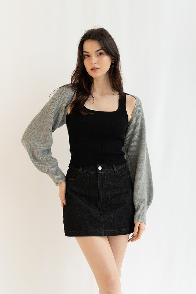BIANCA KNIT BOLERO TOP GREY