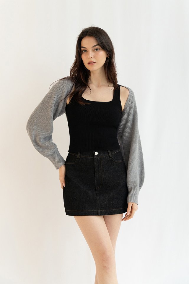 BIANCA KNIT BOLERO TOP GREY