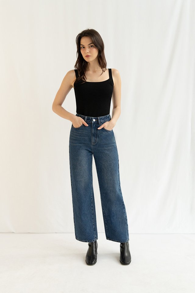 FELIX STRAIGHT LEG DENIM JEANS (PETITE) DARK WASH
