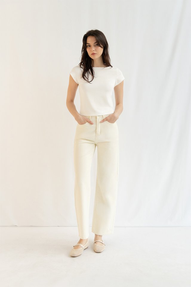 FELIX STRAIGHT LEG DENIM JEANS (PETITE) ECRU