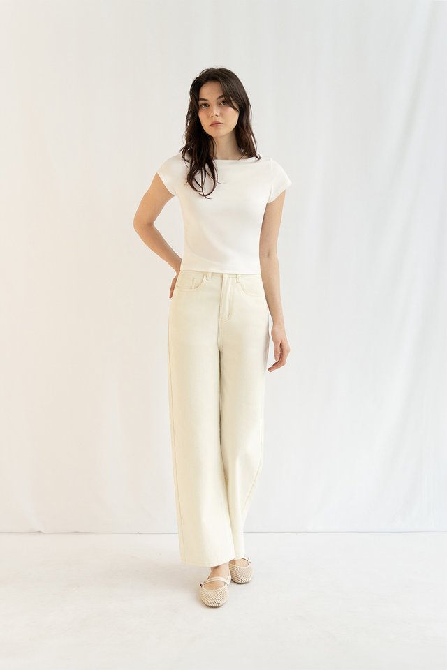 FELIX STRAIGHT LEG DENIM JEANS (PETITE) ECRU