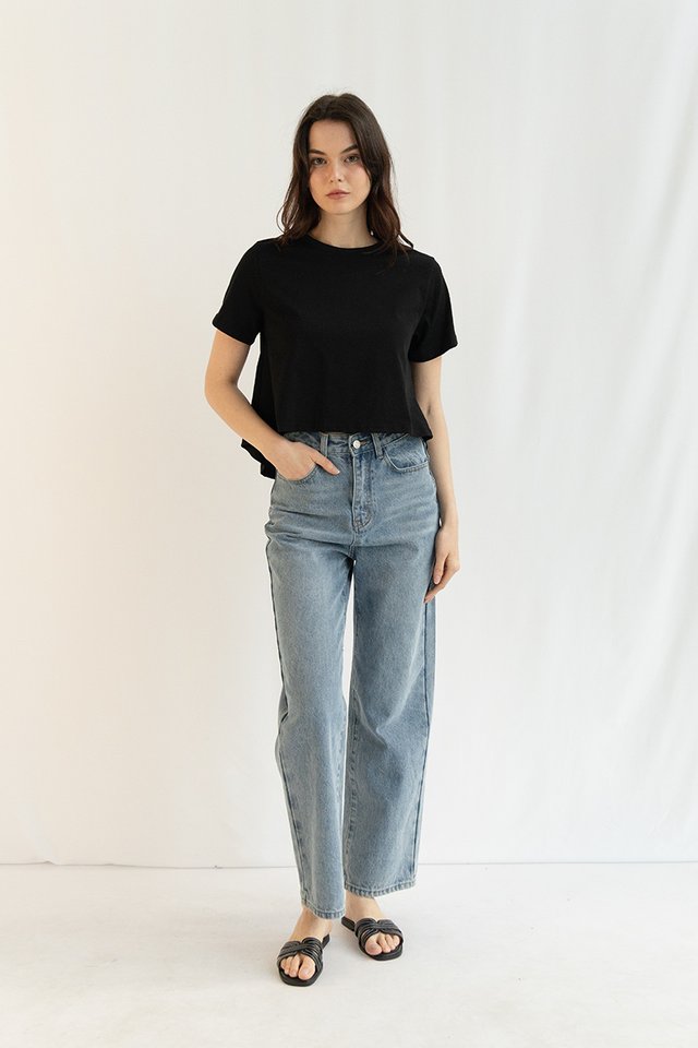 FELIX STRAIGHT LEG DENIM JEANS (PETITE) MIDWASH