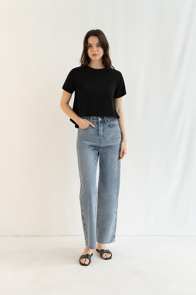 FELIX STRAIGHT LEG DENIM JEANS (PETITE) MIDWASH