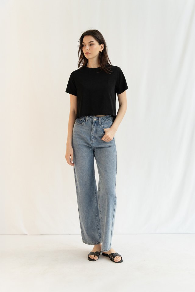 FELIX STRAIGHT LEG DENIM JEANS (PETITE) MIDWASH
