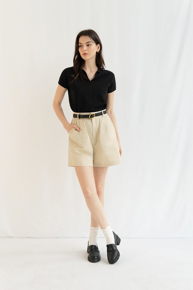 HARLOW POLO KNIT TOP BLACK