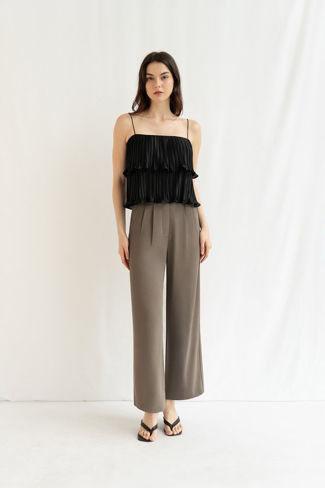 IRIS PLEATED CAMISOLE TOP BLACK