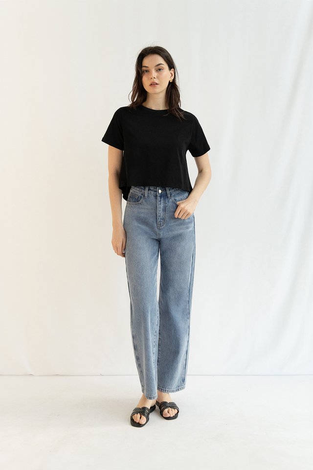JEMMA BOXY CROP TEE BLACK