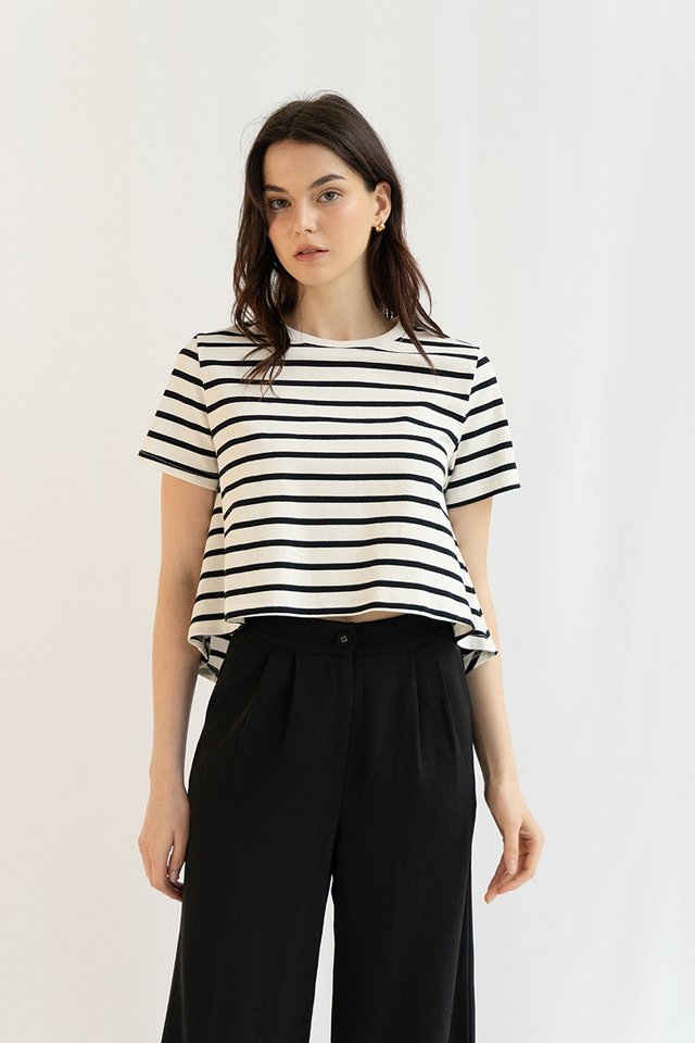 JEMMA BOXY CROP TEE STRIPED
