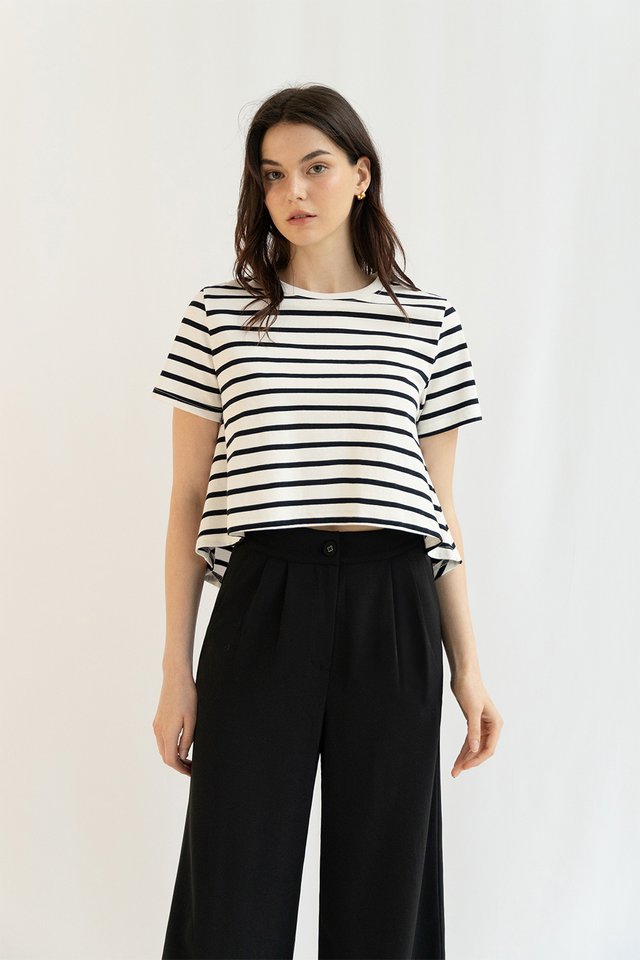 JEMMA BOXY CROP TEE STRIPED