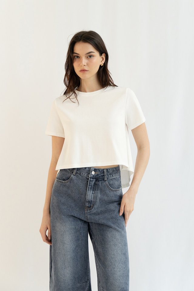 JEMMA BOXY CROP TEE WHITE
