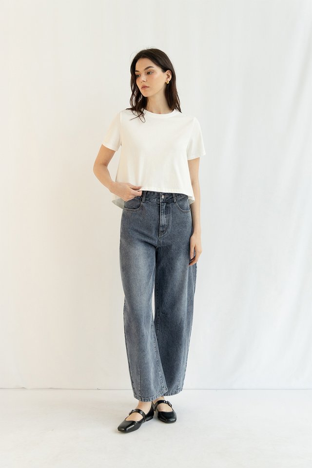 JEMMA BOXY CROP TEE WHITE