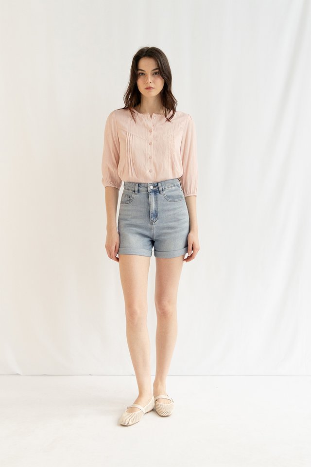 LYON DENIM CUFFED SHORTS MIDWASH